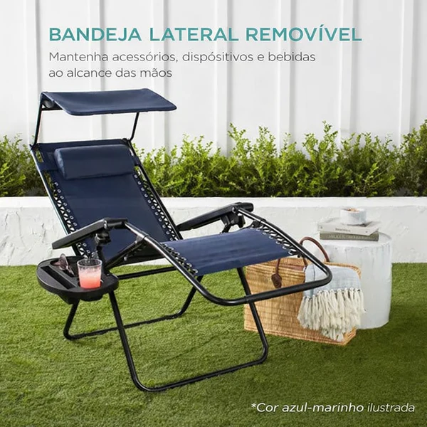 Bandeja lateral removível com porta-objetos