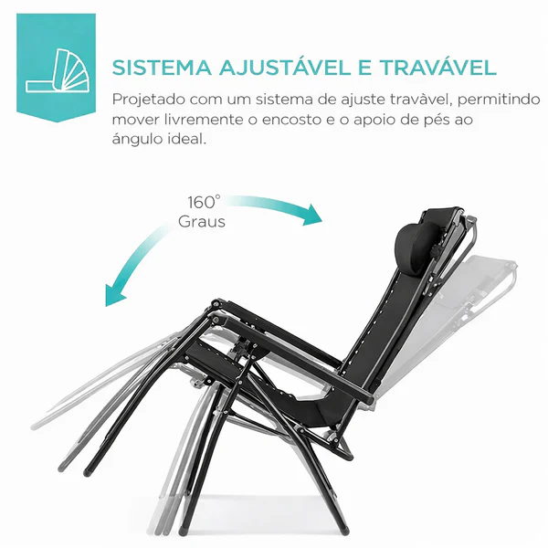 Reclinação com trava até 160 graus