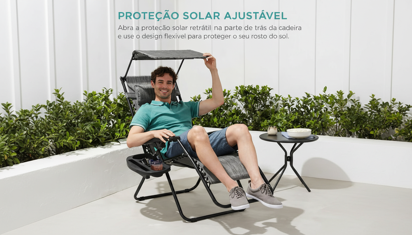 Proteção solar ajustável - cadeira zero gravidade
